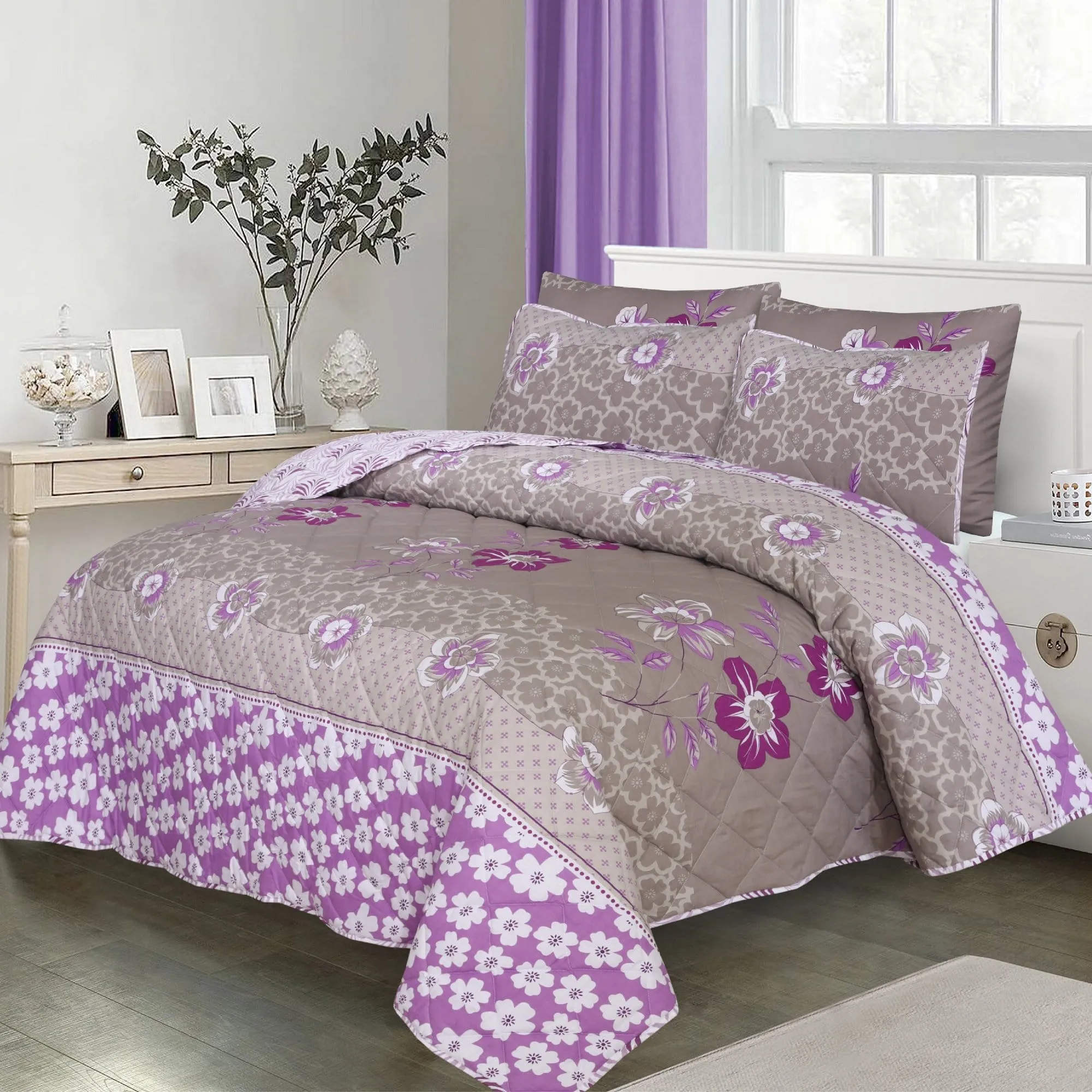 Grace D454-6 pc Comforter Set with 4 pillow covers