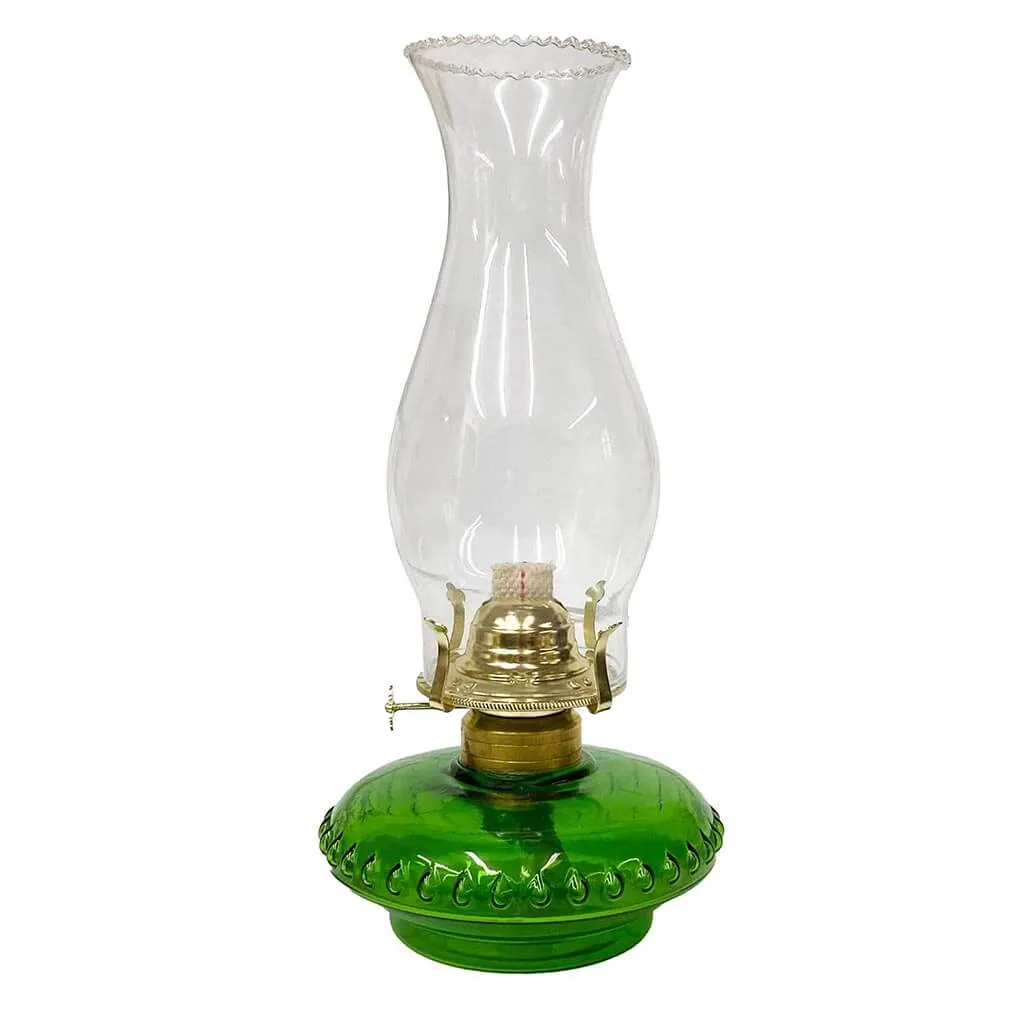 Green Glass Hurricane Lamp