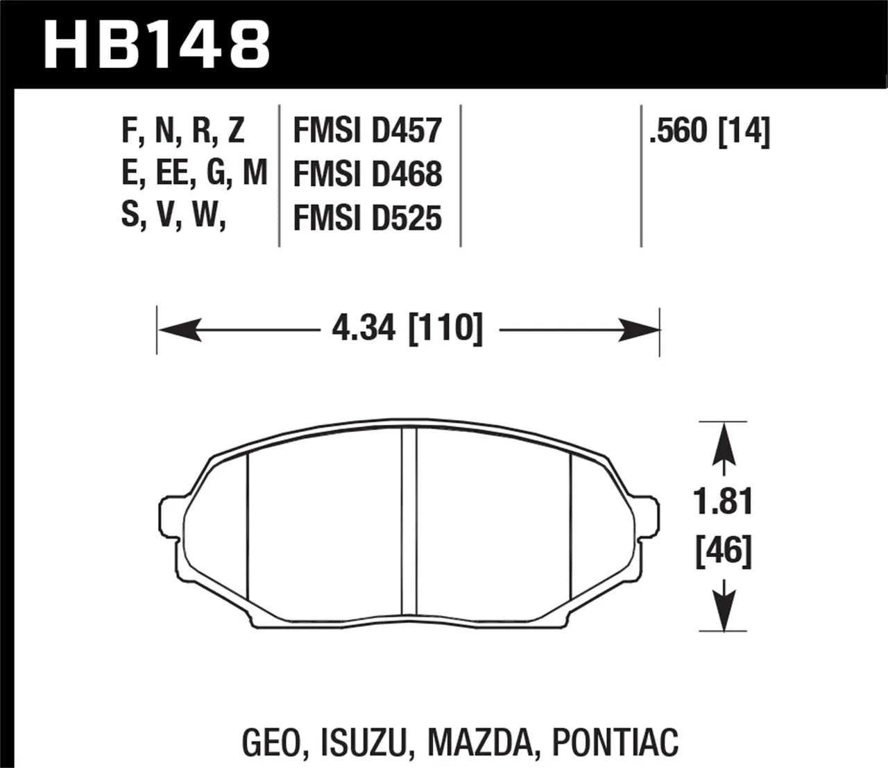 Hawk HT-10 Brake Pad - Front (HB148S.560)