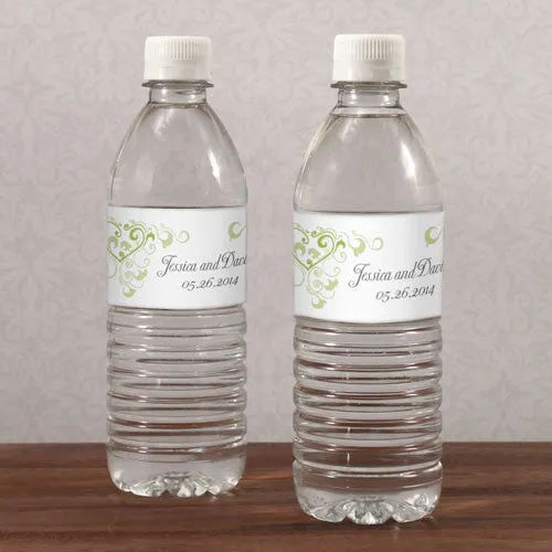 Heart Filigree Water Bottle Label Lavender