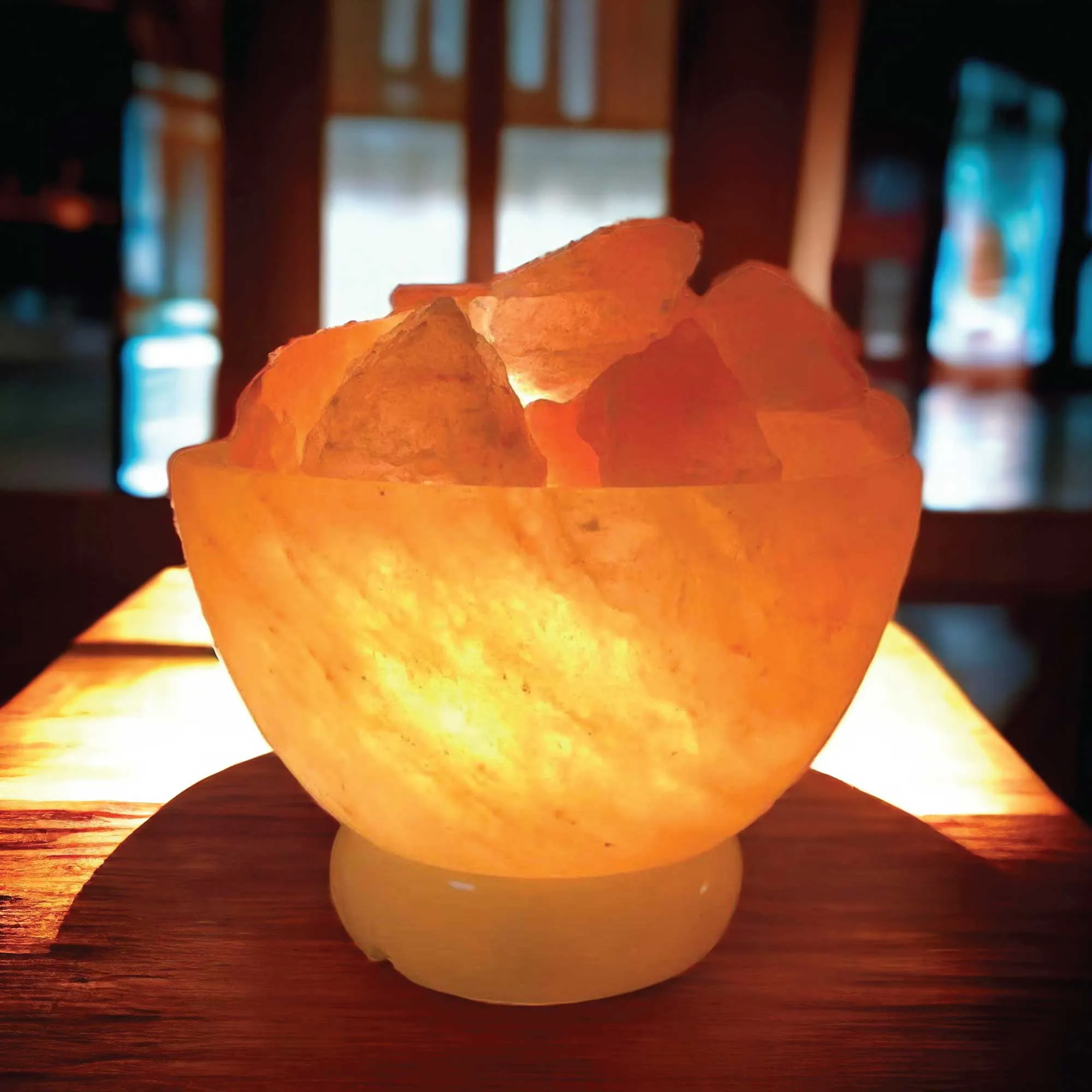 Himalayan Pink Salt Lamp - 12V 12W Fire Bowl Shape Carved Crystal Rock