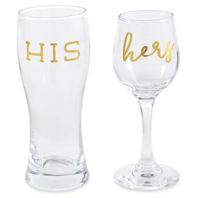 His and Hers Beer Wine Glass Set