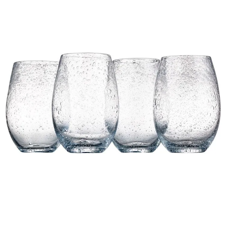 Iris 20 Oz Stemless Wine Glasses Set of 4 - Clear