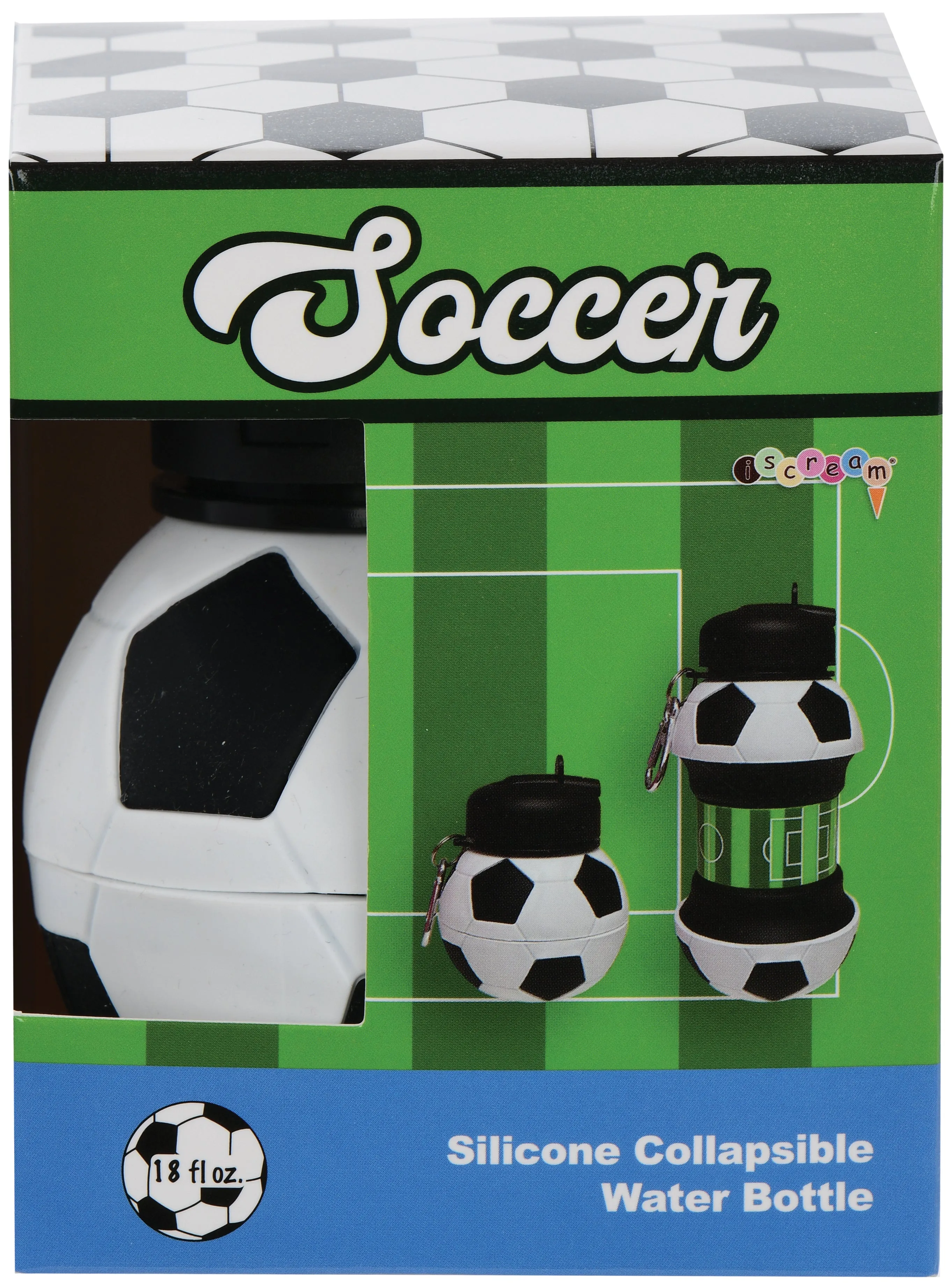 Iscream Soccer Silicone Collapsible Water Bottle