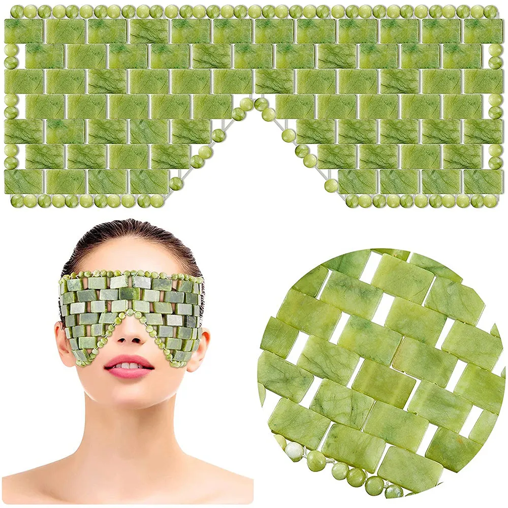 Jade Eye Mask Reusable 100% Natural Green Facial Stone Mask for Hot & Cold Anti-Aging Therapy