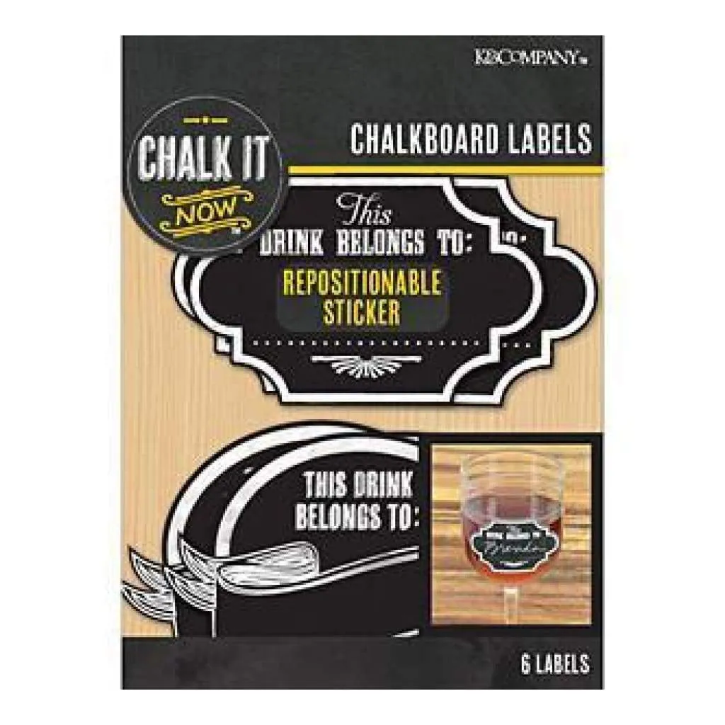 K&Company - Chalk It Now Chalkboard Wine Labels 6 Pack 1.75X2.75In.  & 2In. X3in.*