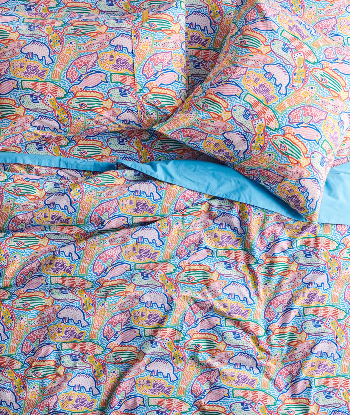 Kip & Co x Ken Done Rainbow Fish Organic Cotton European Pillowcases