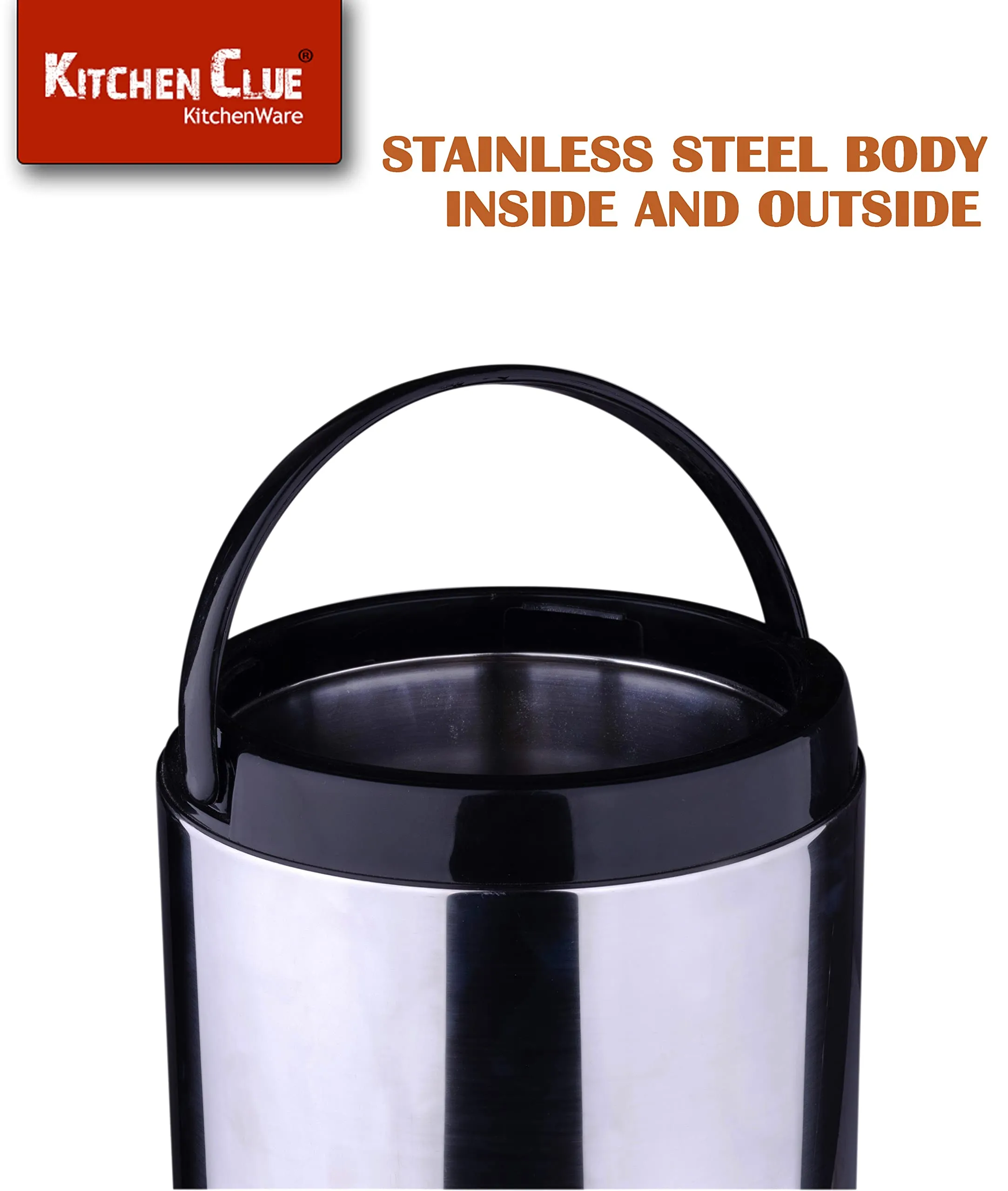 KITCHEN CLUE Stainless Steel Water Jug 5 Liters - Big Size I Water Storage Container for Kitchen Home I HOT and Cold Water Dispenser for Travel, Picnic, Office - Ideal for Gifting