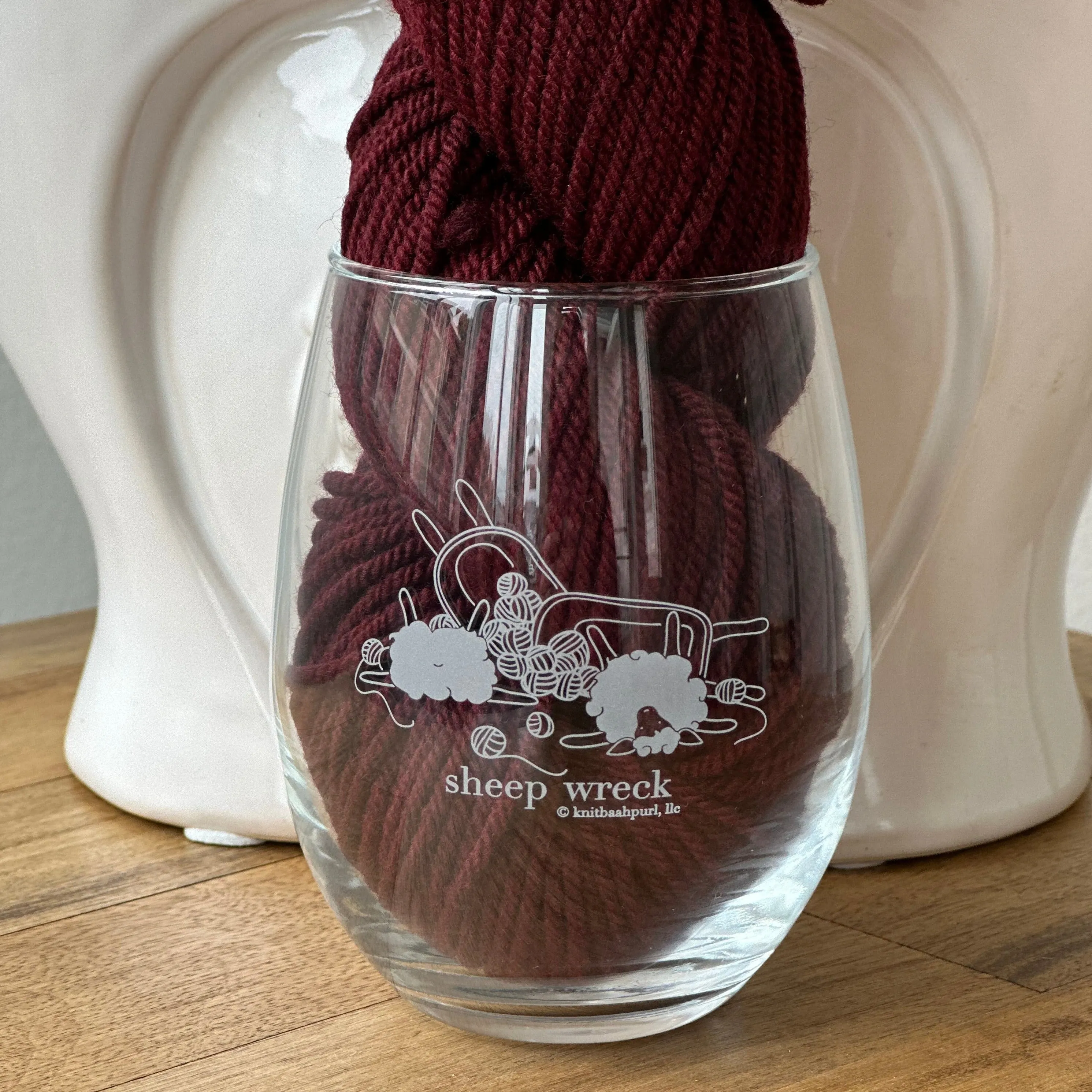 KnitBaahPurl Stemless Wine Glass