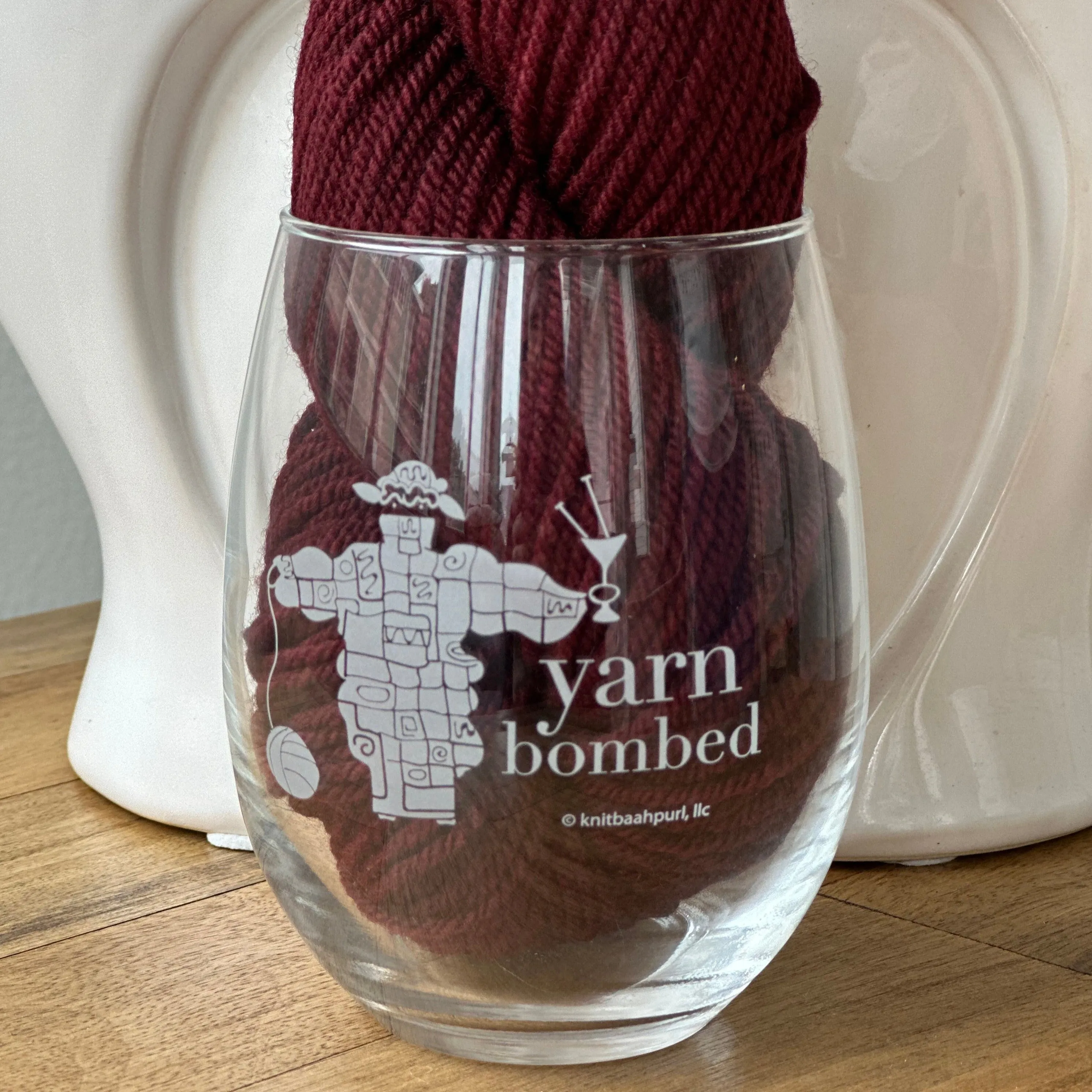 KnitBaahPurl Stemless Wine Glass