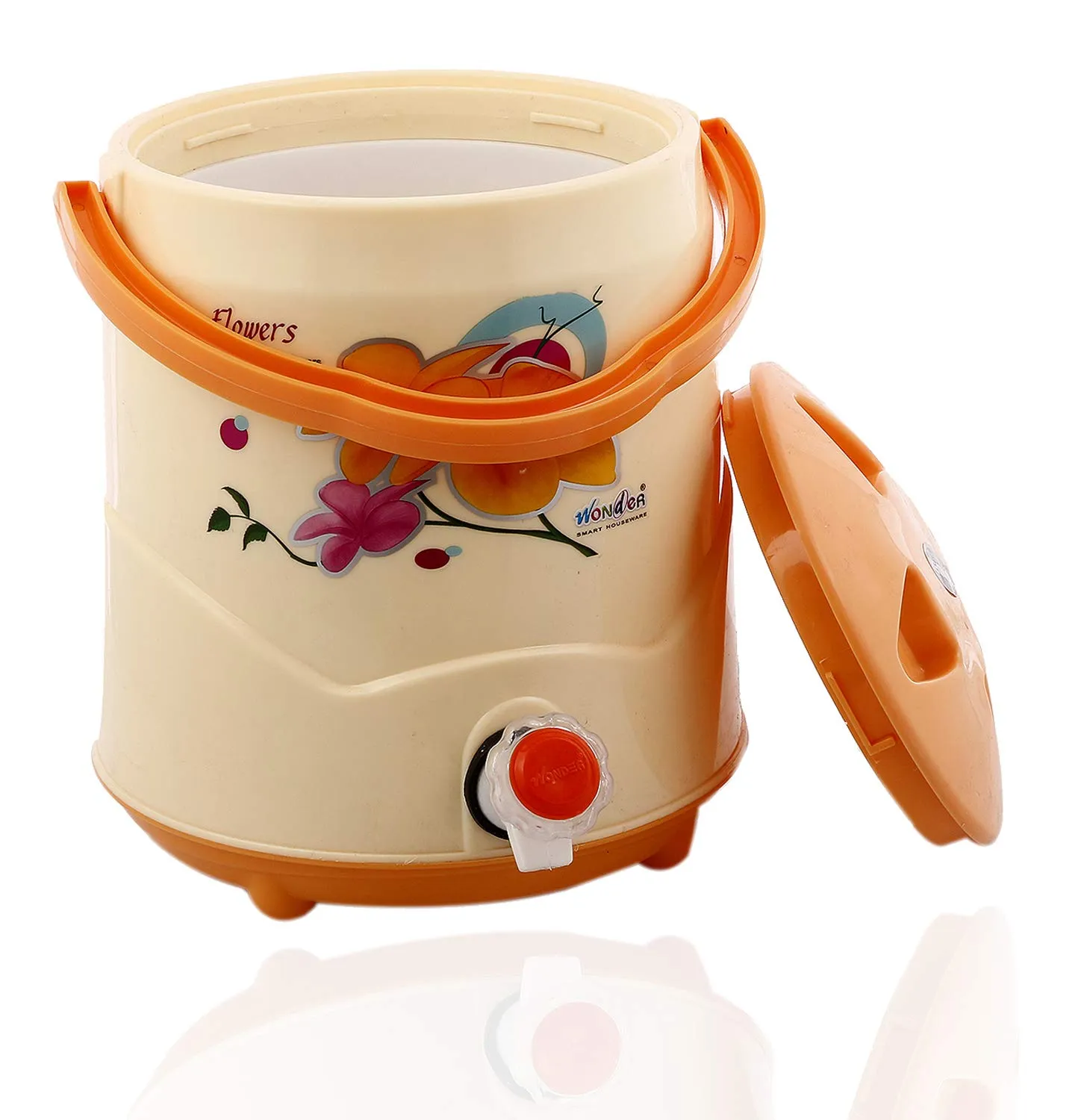 Kuber Industries 2 Pieces Plastic Insulated Water Camper,Jug/Cooler with Lid, 7 litres (Cream) - CTKTC037507