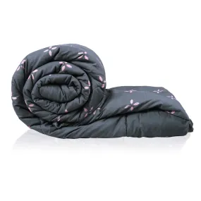 Kuber Industries Floral Design Microfibre Reversible Comforter, Double (Black 150 GSM)- CTKTC033154