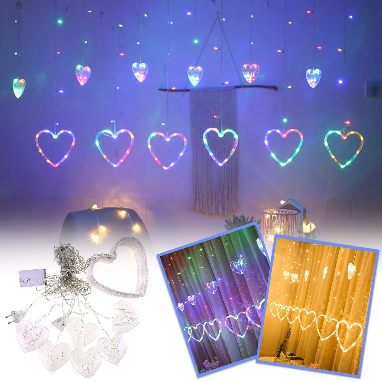 Kuber Industries LED String Light | 5 Heart & 5 Star LED String Lights | Light for Christmas | Light for Weddings | Star Light | Lights for Home Decoration | Multi