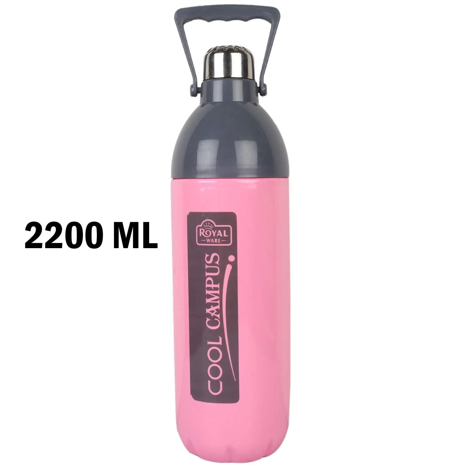 Kuber Industries Plastic Insulated Water Bottle with Handle 2200 ML (Pink)