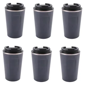 Kuber Industries Stainless Steel Insulated Coffee Cup with Sipper Mouth|Travel Coffee Mug 380 ML-Pack of 6|Blue|