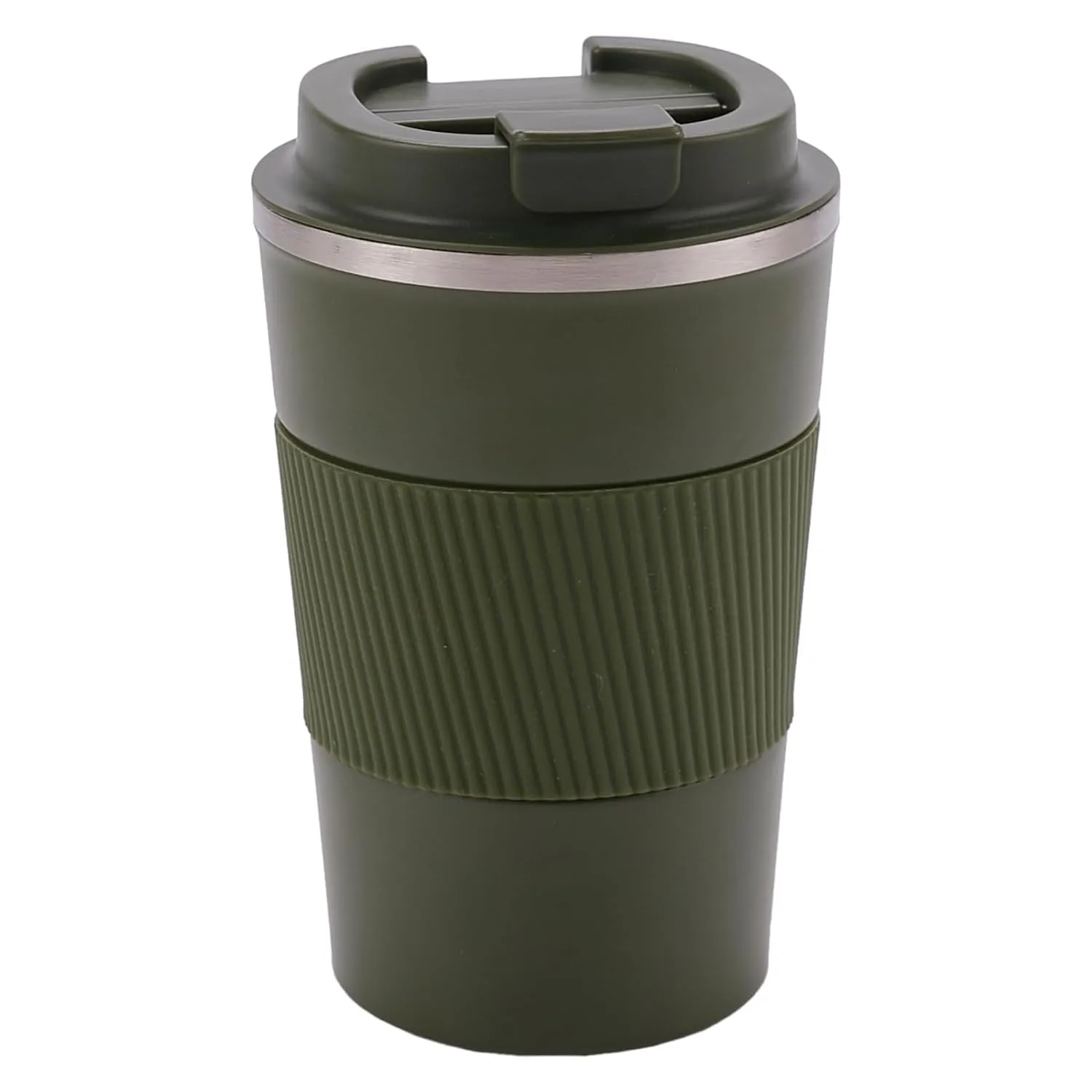 Kuber Industries Stainless Steel Insulated Coffee Mug with Sleeve|Travel Coffee Mug 380 ML-Pack of 6|Green|