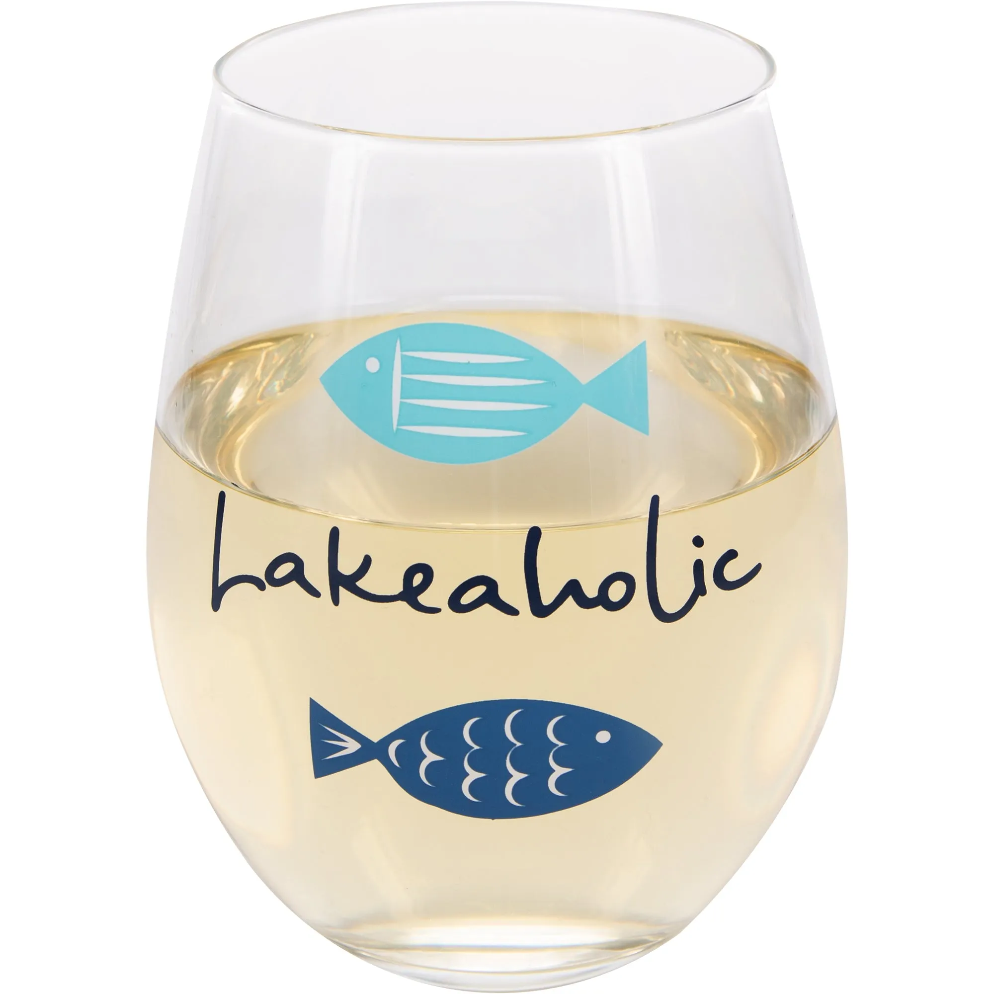 Lakeaholic 18 oz Stemless Wine Glass