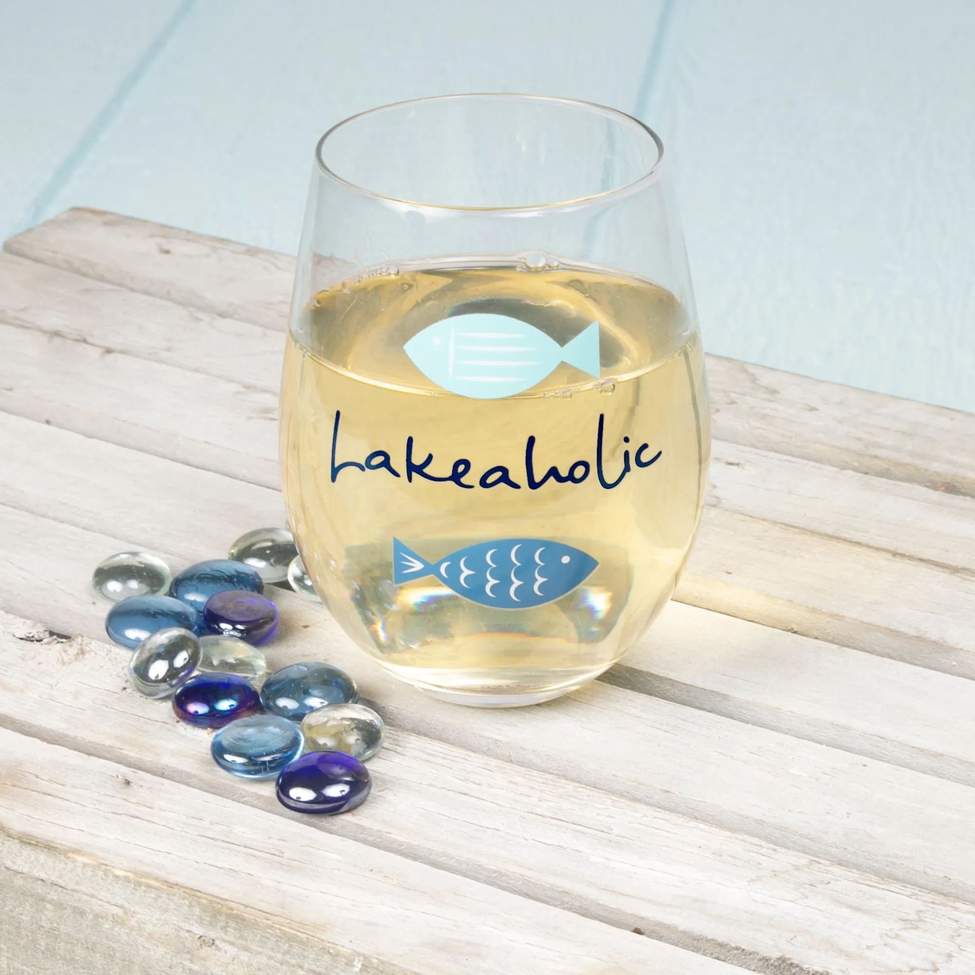 Lakeaholic 18 oz Stemless Wine Glass