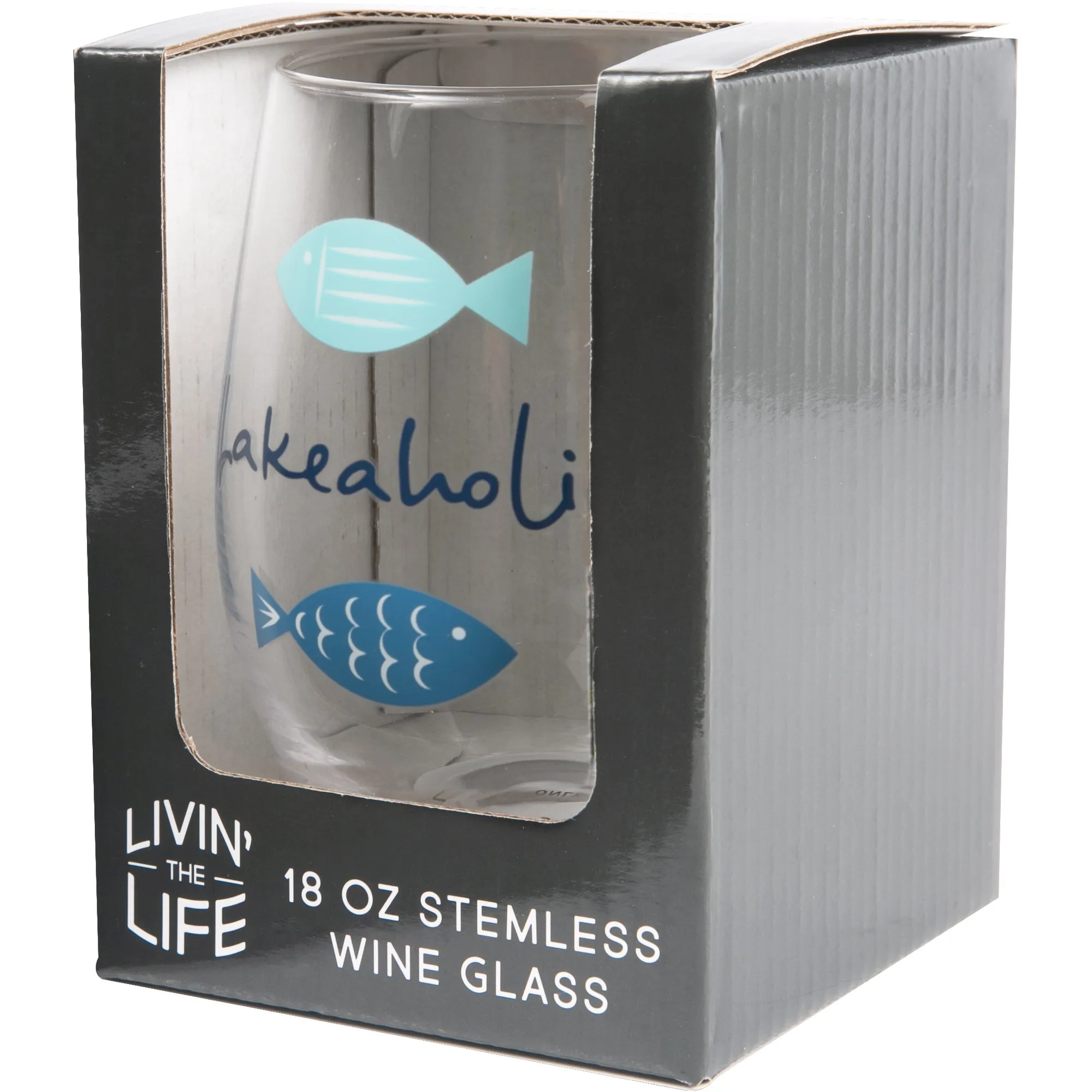 Lakeaholic 18 oz Stemless Wine Glass