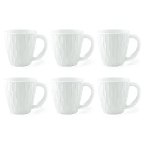 Larah by BOROSIL Curl Opalware Cup, Set of 6 Tea/Coffee Cups, 200 ml Each, Microwave & Dishwasher Safe, Bone-Ash Free, Crockery Set Ideal for Daily Use & Gifting, White