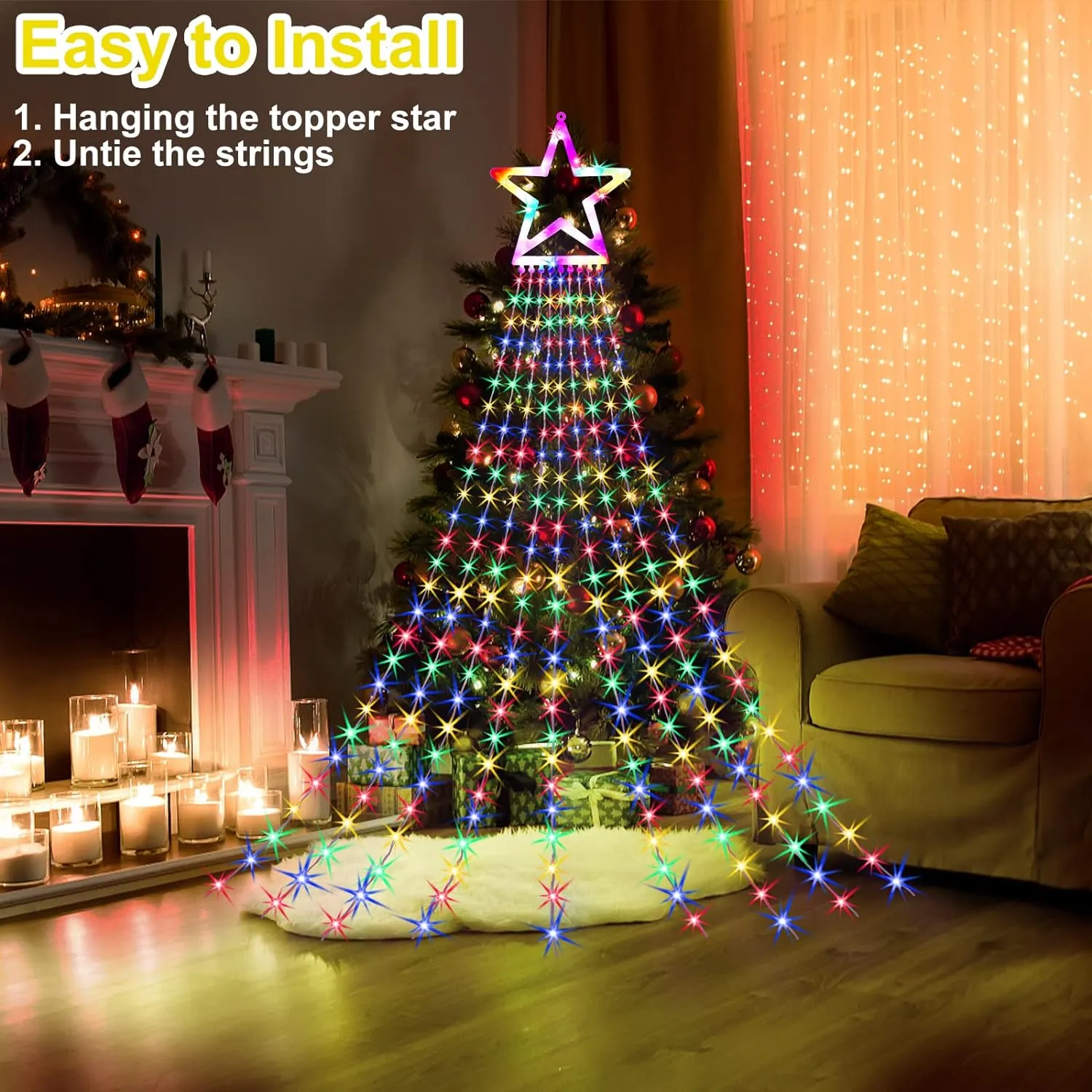 LED Christmas Tree Lights with Star