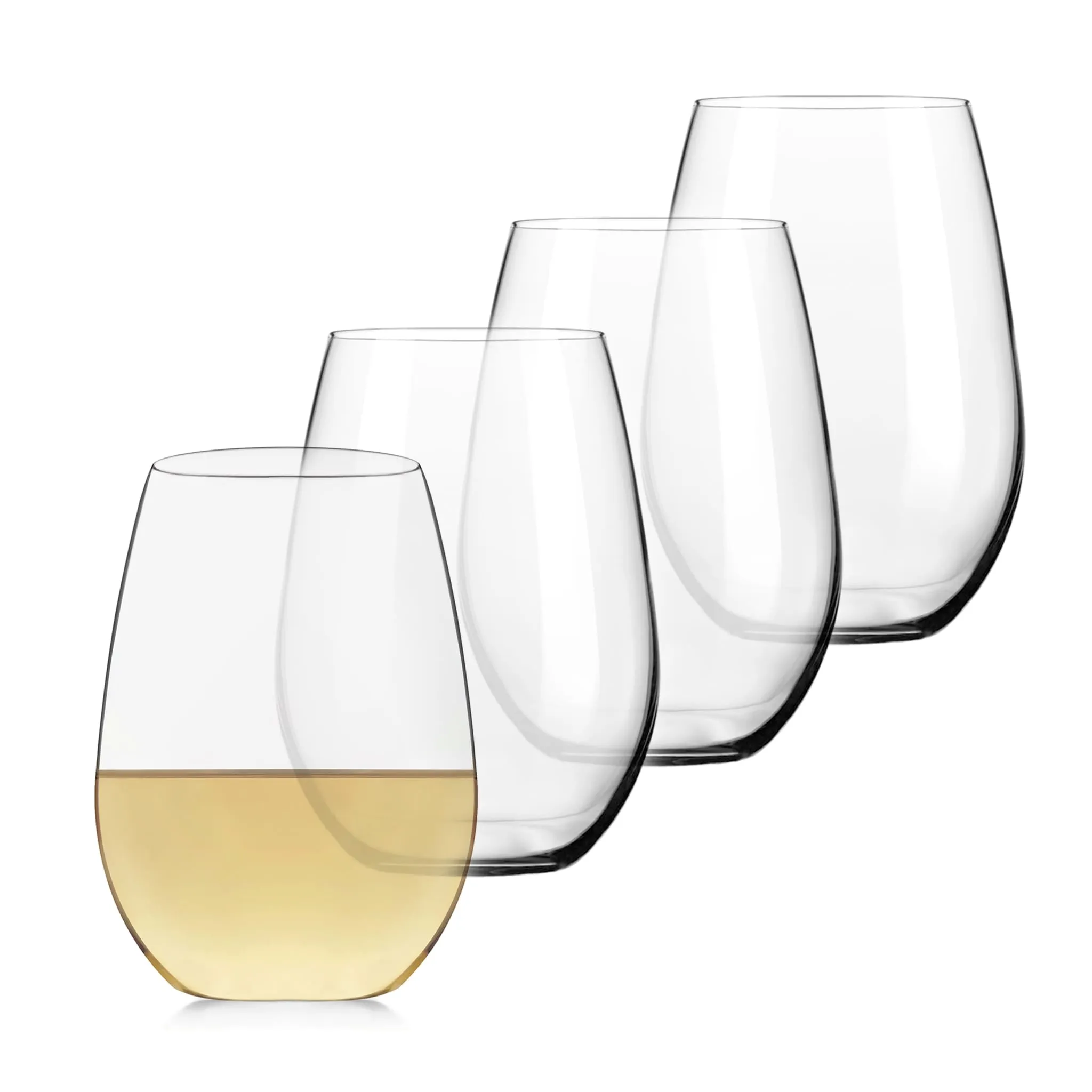 Libbey Signature Kentfield Stemless White Wine Glasses, 21 ounce, Set of 4