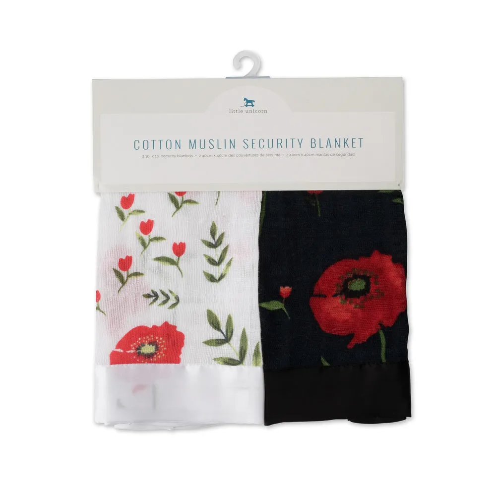 Little Unicorn - Muslin Security Blankets Comforter - Summer & Dark Poppy (set of 2)