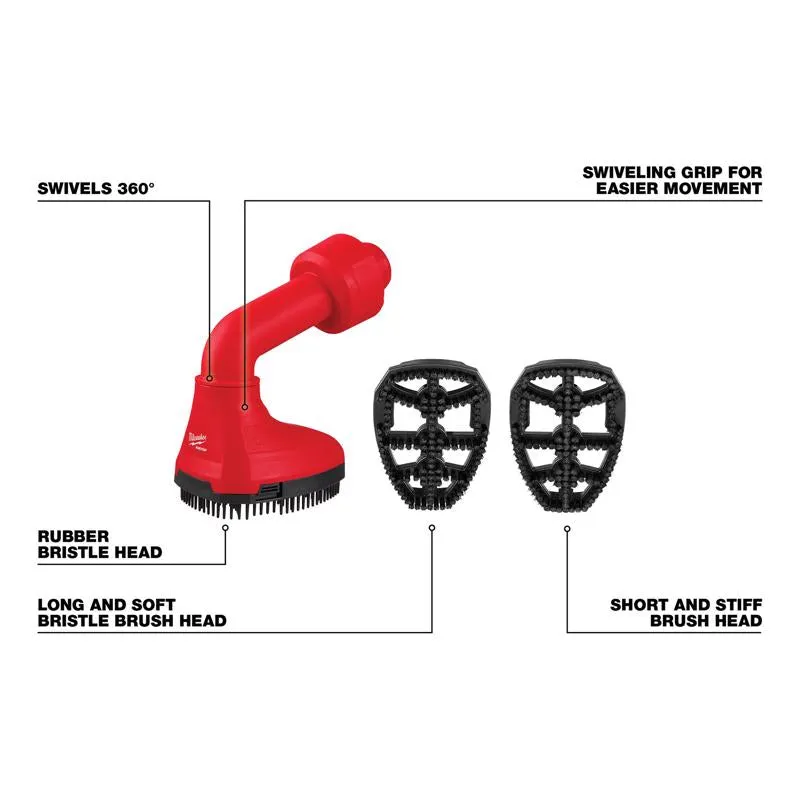 Milwaukee AIR-TIP 1-1/4 in. - 2-1/2 in. Shop Swiveling Palm Brush Wet/Dry Vac Brush Kit 5 pc