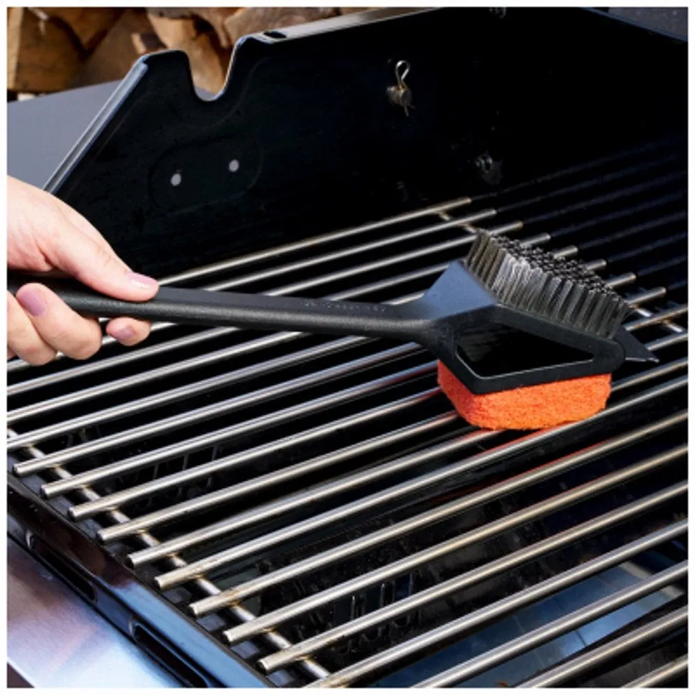 Mr. Bar-B-Q 60320Y Long Handle Dual Head Grill Brush With Pad