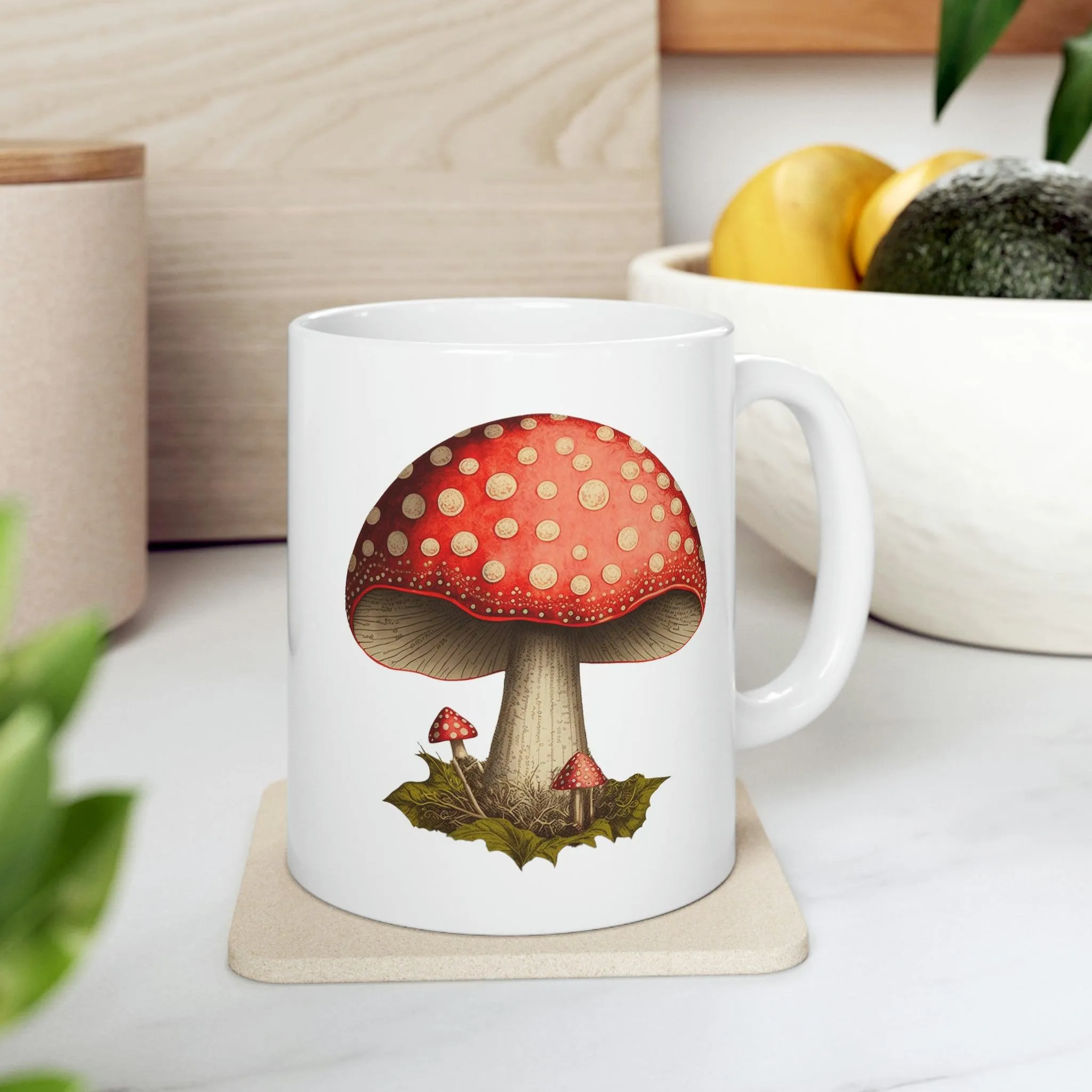 Mushroom Coffee Cup Cute Red Cap