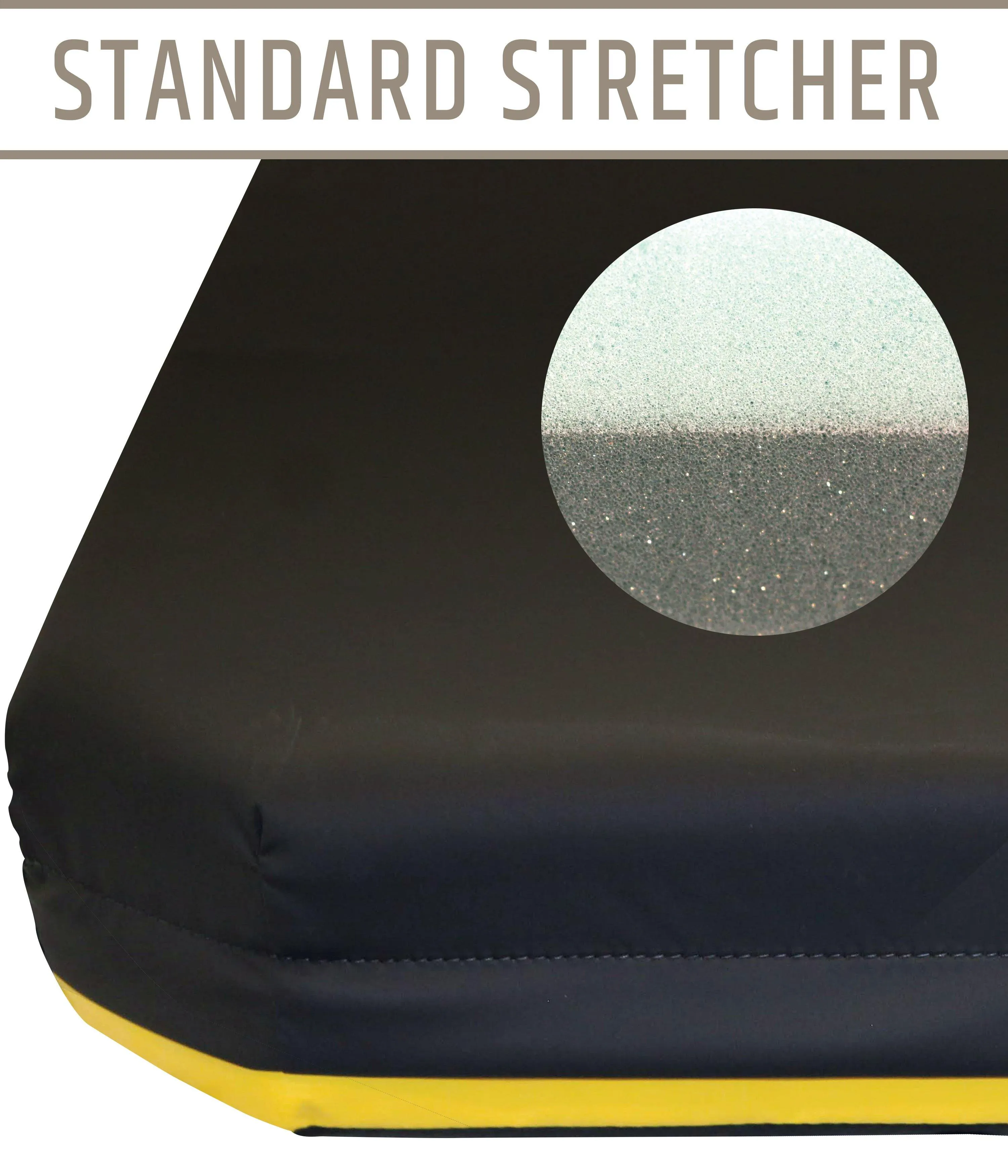 NAMC 4" Standard Stretcher Pad with Color Identifier - 26"x76" - 12" Taper @ Head; 4" @ Foot