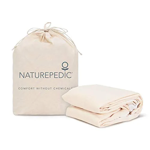 Naturepedic Organic Waterproof Mattress Protector Pad, Fitted Stretch Knit Mattress Cover for 9"-16" Depth, King