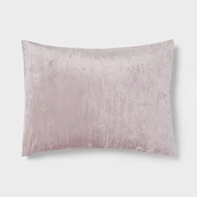 New - 3pc Full/Queen Luxe Distressed Crinkle Velvet Comforter and Sham Set Mauve - Threshold