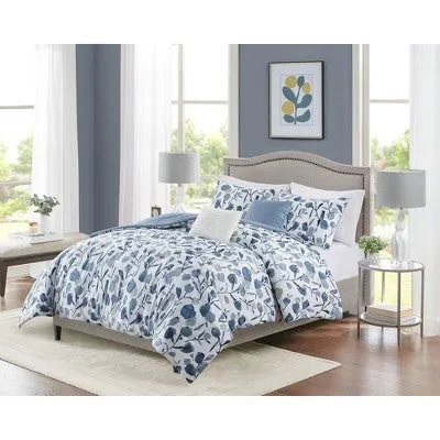 New - 5pc King Ramona Seersucker Tulip Print Comforter Bedding Set - White