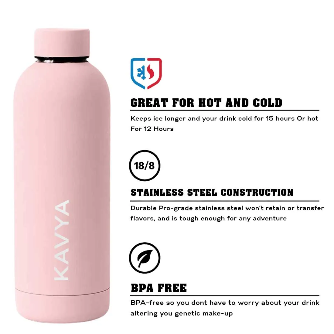 Nutcase Personalized Water Bottle Stainless Steel Double Insulated 500ml Bottles for Office Home Travel- BPA Free, Leakproof