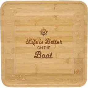 On The Boat 13" Bamboo Serving Board with Utensils