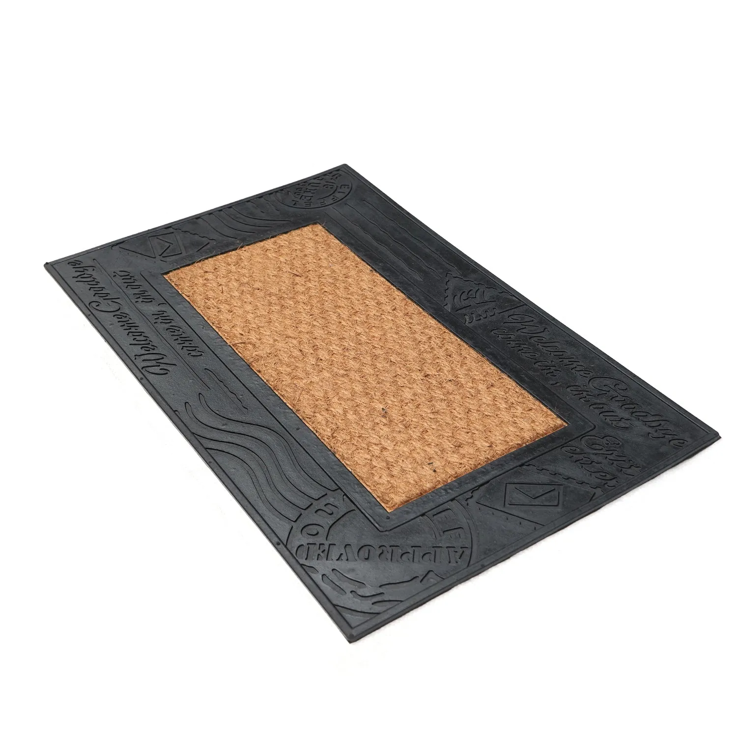 OnlyMat Plain Blank Natural Coir Door Mat with Rubber Post Card Design