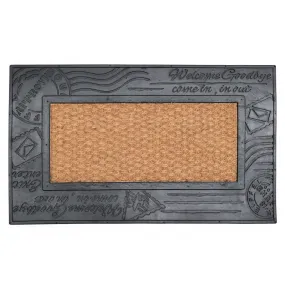 OnlyMat Plain Blank Natural Coir Door Mat with Rubber Post Card Design