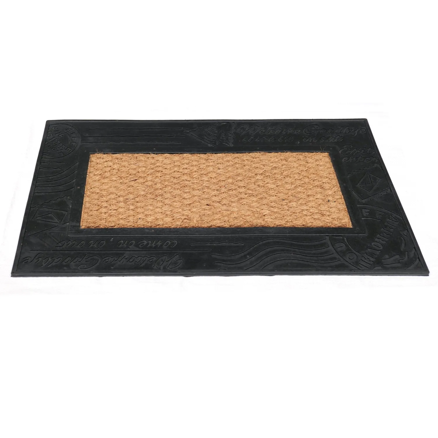 OnlyMat Plain Blank Natural Coir Door Mat with Rubber Post Card Design