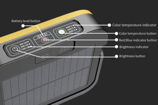 Outdoor Portable Solar Emergency Lamp USB Rechargeable Yellow 1200LM #6864