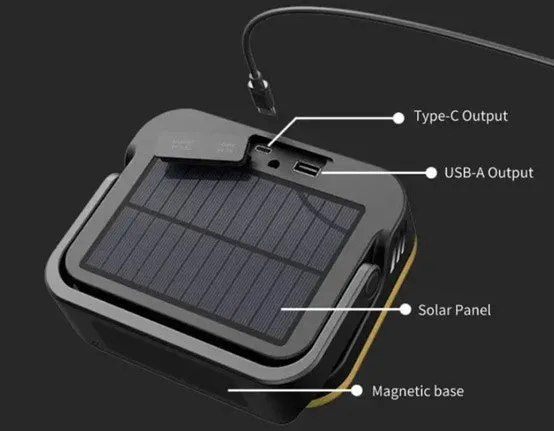 Outdoor Portable Solar Emergency Lamp USB Rechargeable Yellow 1200LM #6864