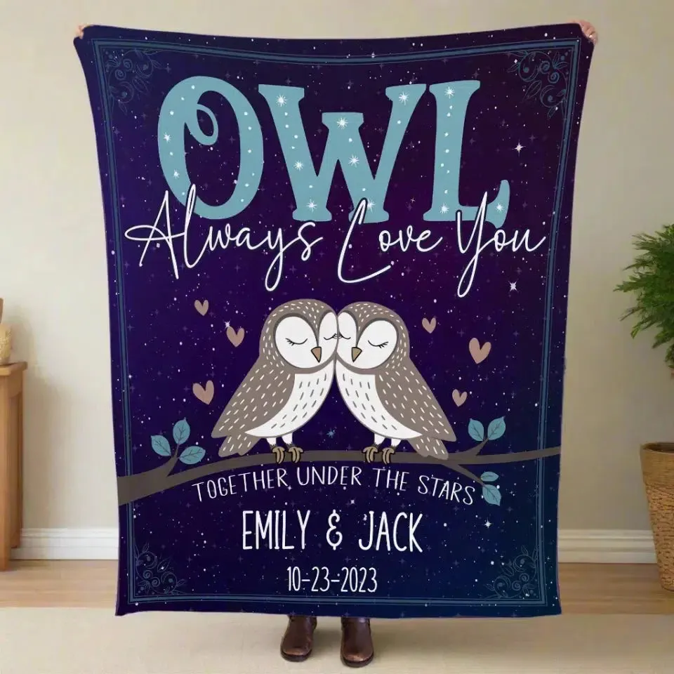 Owl Always Love You Personalized Christmas Gift Blanket for Couples