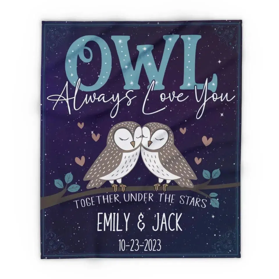 Owl Always Love You Personalized Christmas Gift Blanket for Couples