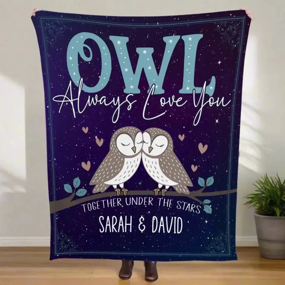 Owl Always Love You Personalized Christmas Gift Blanket for Couples