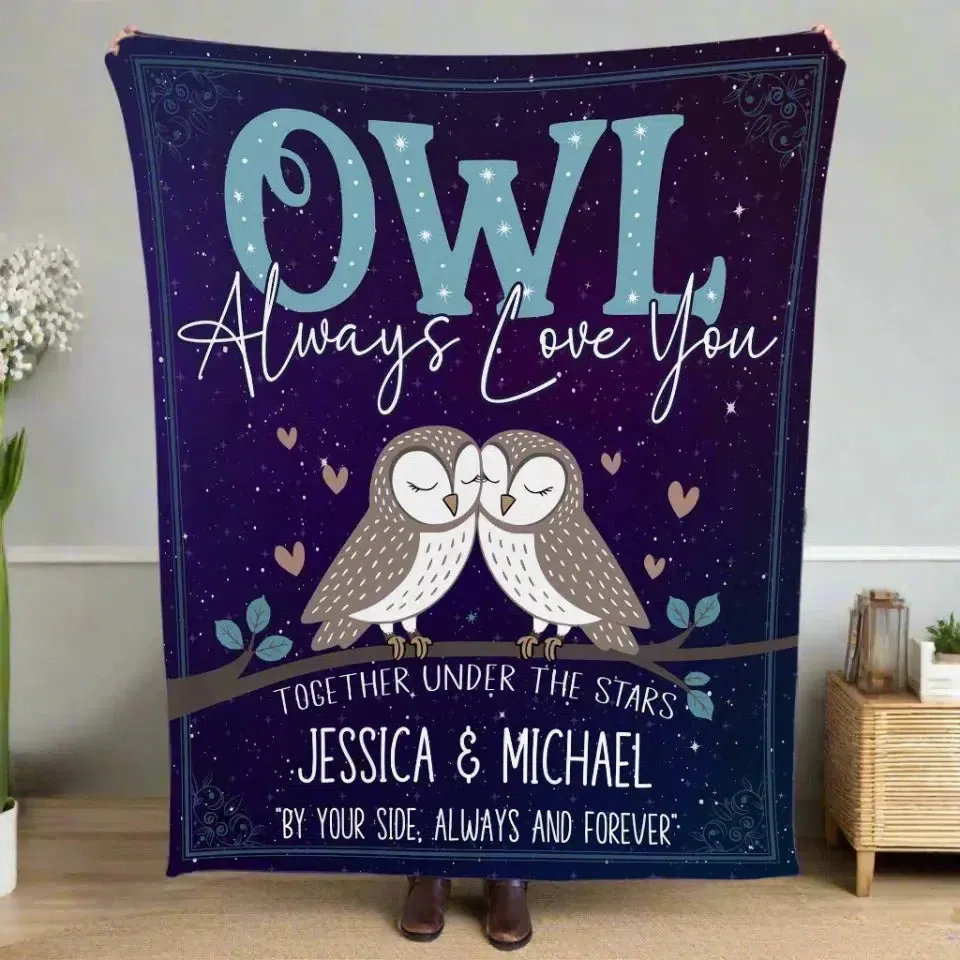 Owl Always Love You Personalized Christmas Gift Blanket for Couples