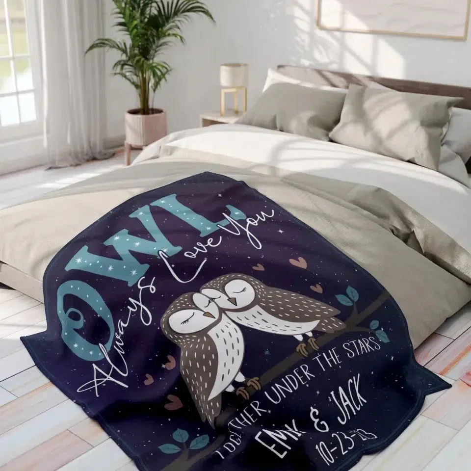 Owl Always Love You Personalized Christmas Gift Blanket for Couples