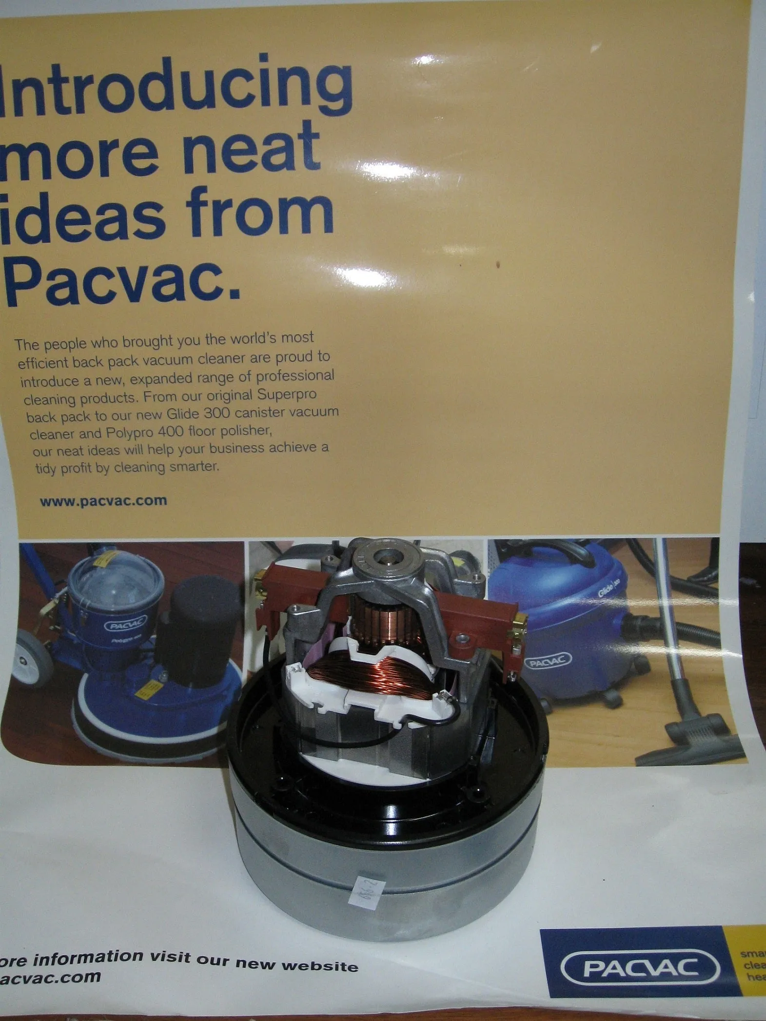 PACVAC Superpro Backpack Commercial Vacuum Cleaner Flow Thru Motor