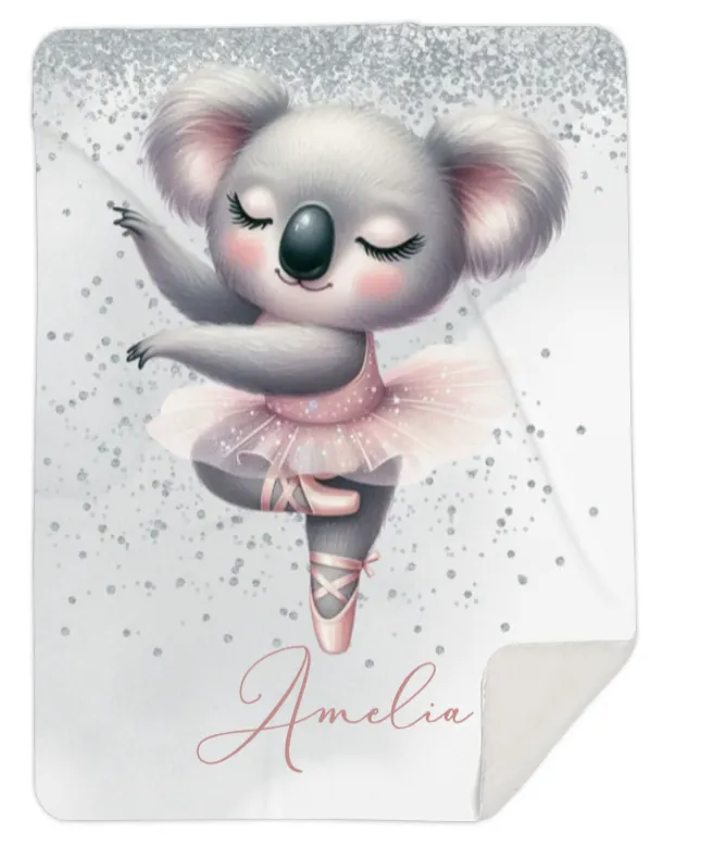 Personalised Ballerina Koala Fleece Blanket