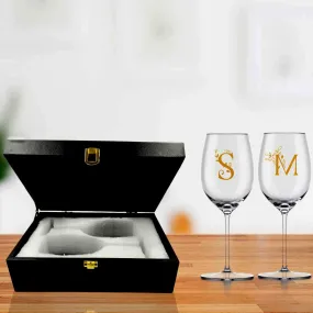 Personalised Wine Glass Set of 2 Gift Box for Wedding Gifts