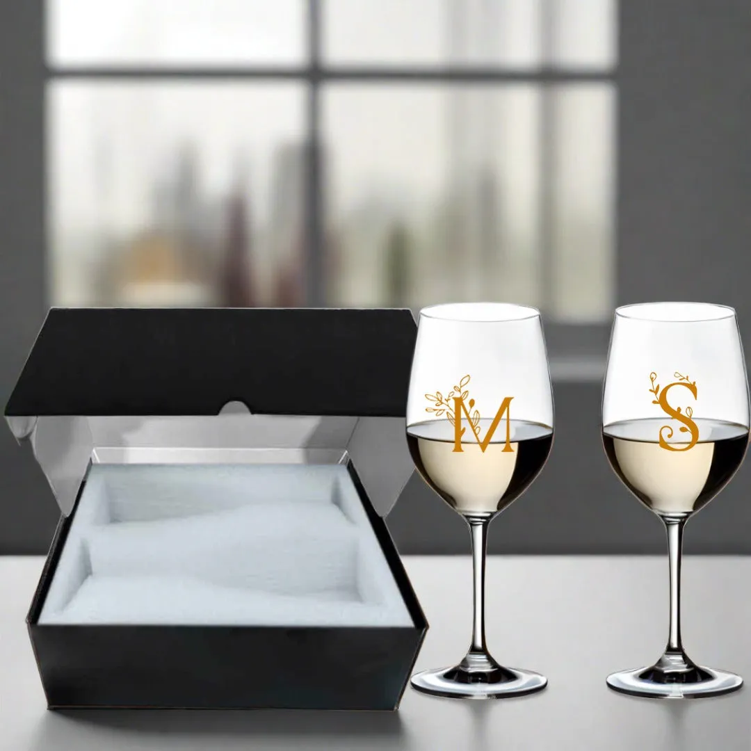 Personalised Wine Glass Set of 2 Gift Box for Wedding Gifts